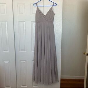Lulus Surplice Chiffon Gown - Light Grey - Size S